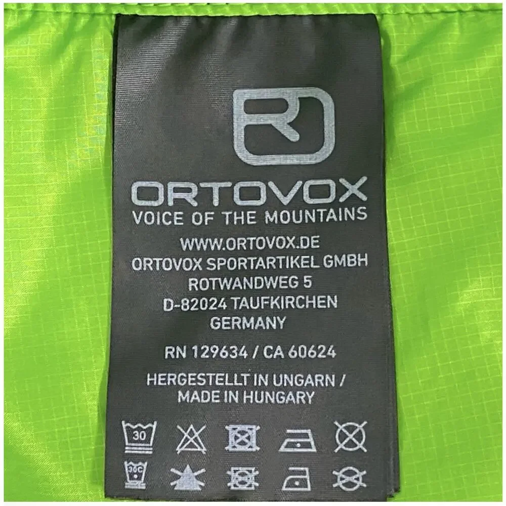Ortovox Swisswool Piz Boè Green Jacket neon yellow pocket zippers. Men’s Medium